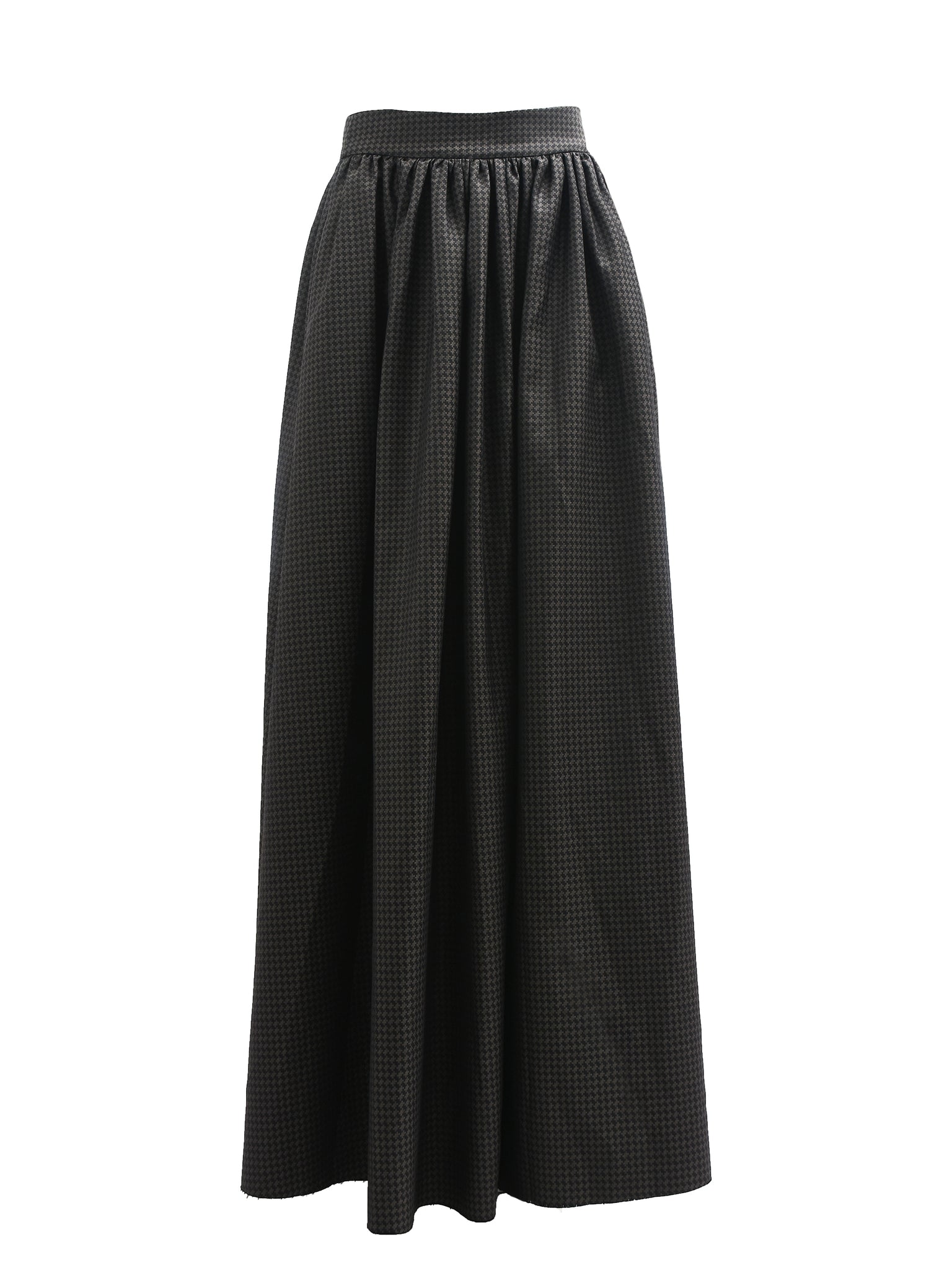 Black and Grey Raw Hem Floor Length Skirt