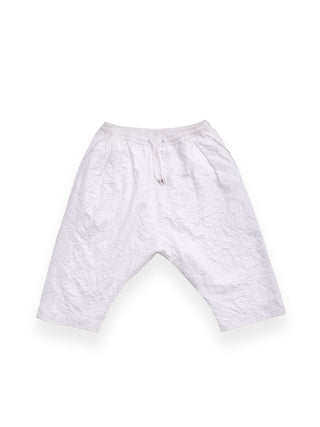 White Crinkled Cotton Drop Crotch Shorts