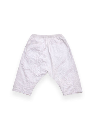 White Crinkled Cotton Drop Crotch Shorts