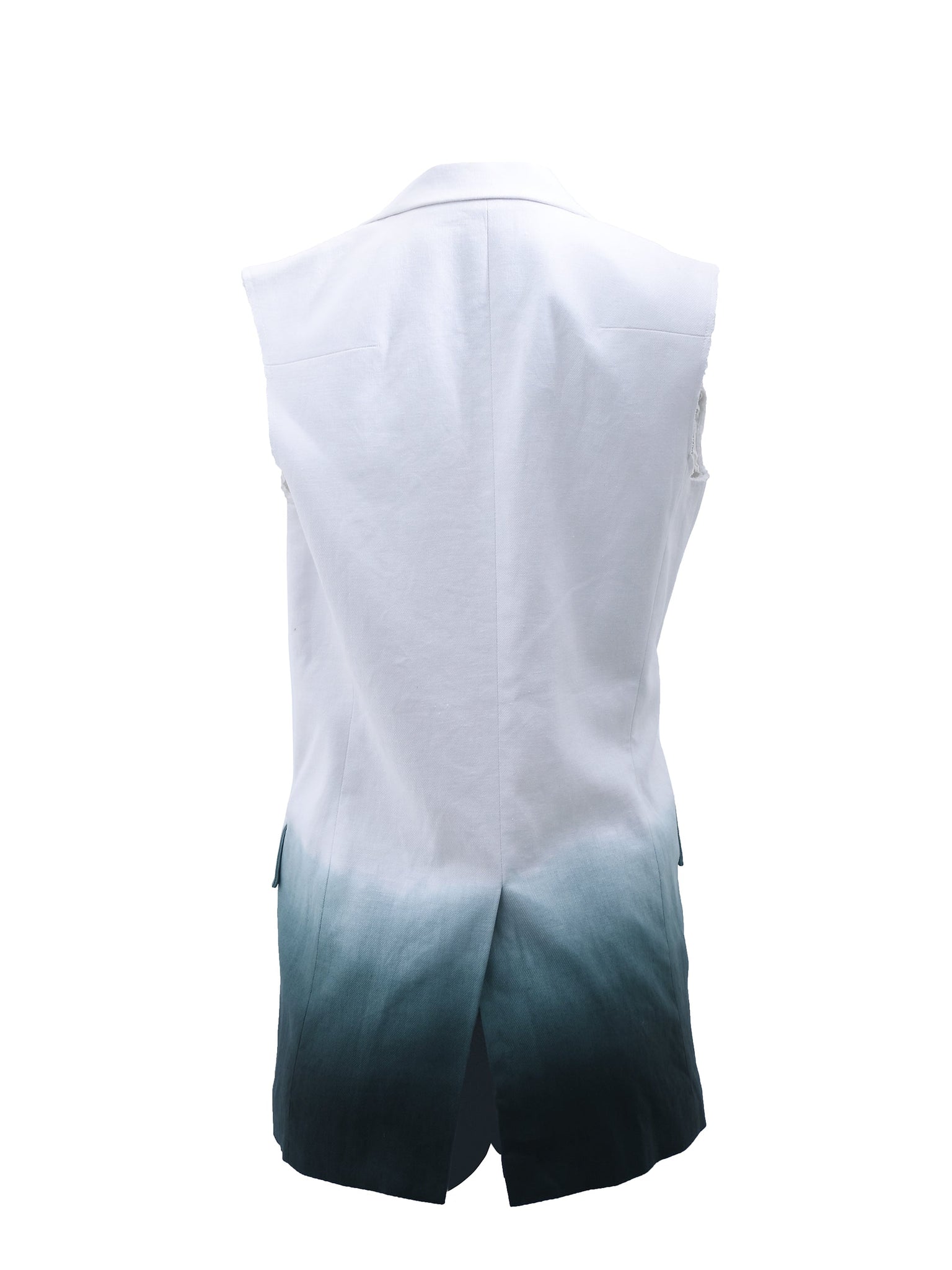 WHITE DIP DYE SLEEVELESS BLAZER