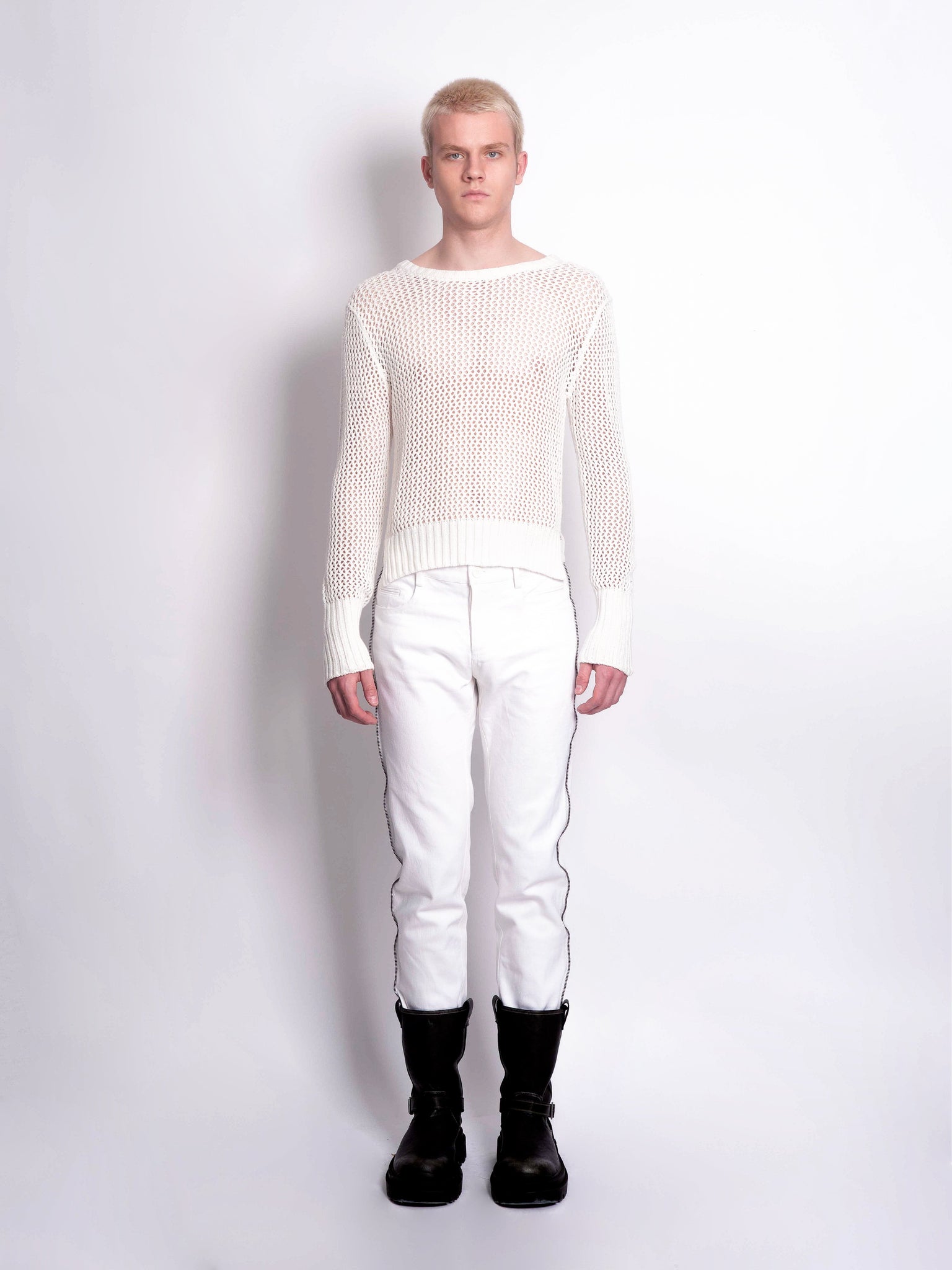 White Knitted Jumper with Tail