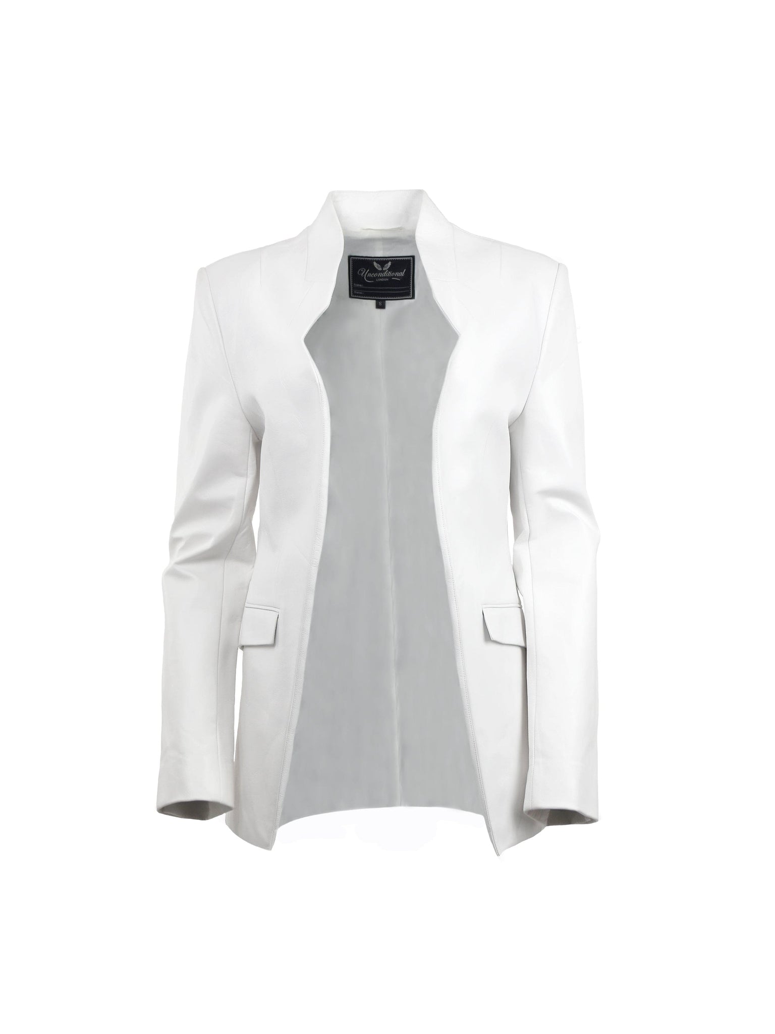 WHITE LEATHER CUTAWAY BLAZER