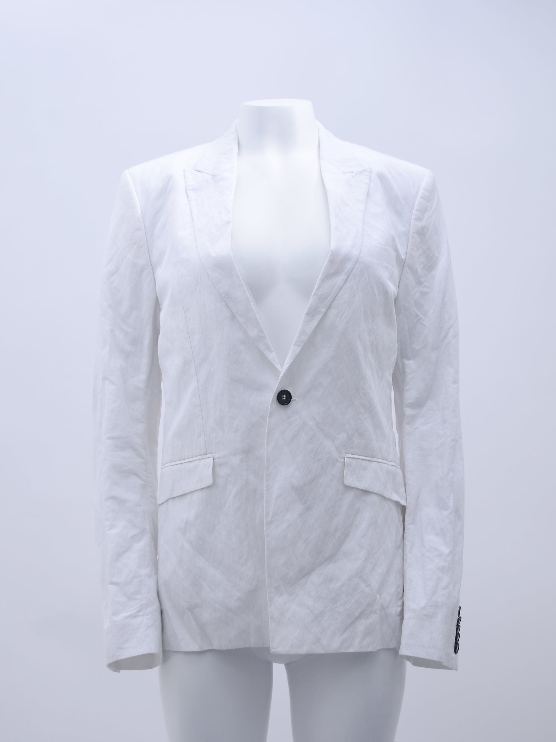 White Light Cotton Mix Crinkle Tailored Classic Blazer