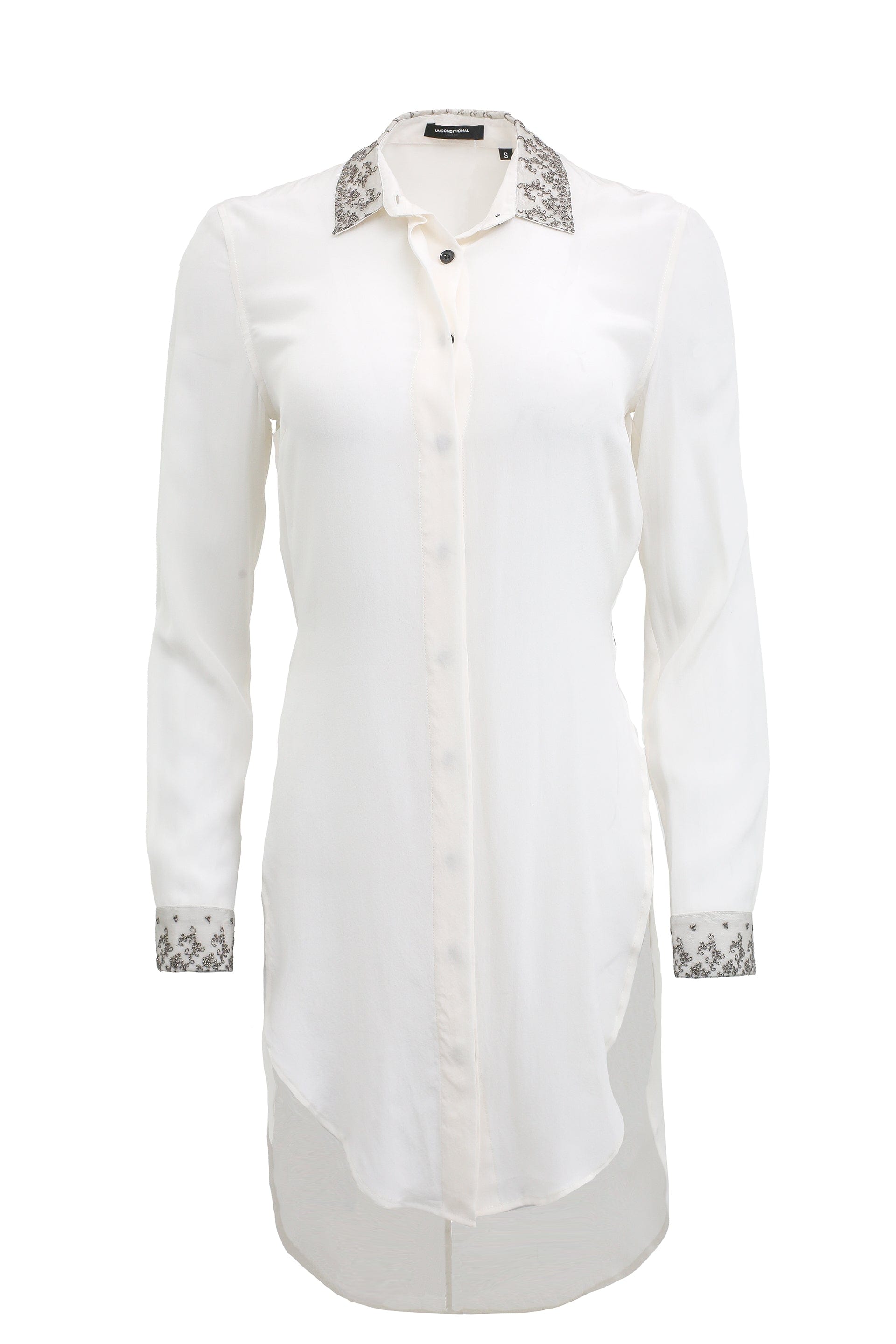 White Long Sleeve Shirt with Lace Details