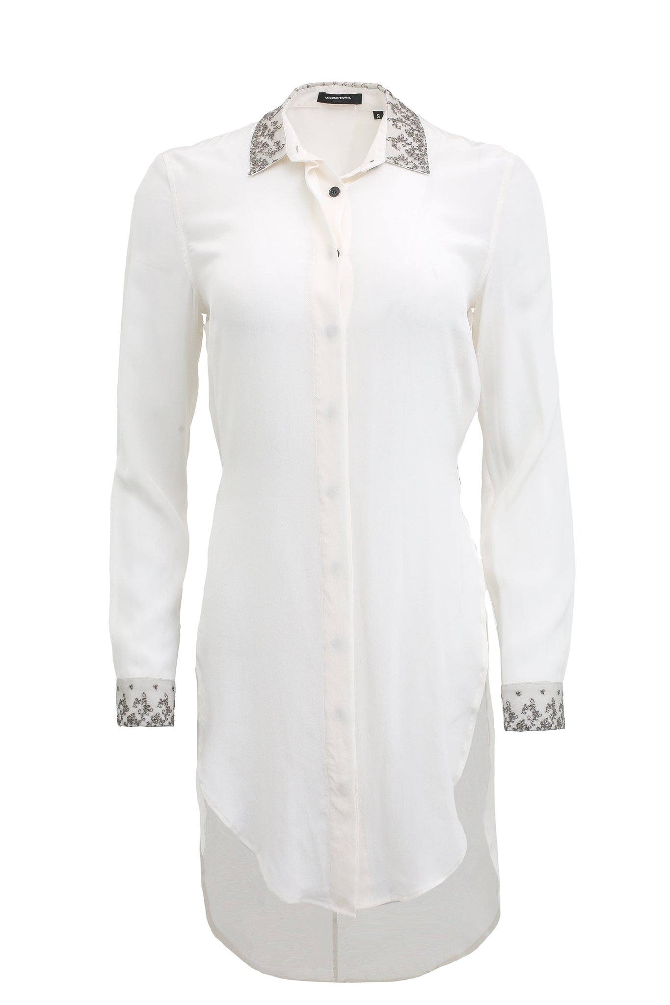 White Long Sleeve Shirt with Lace Details