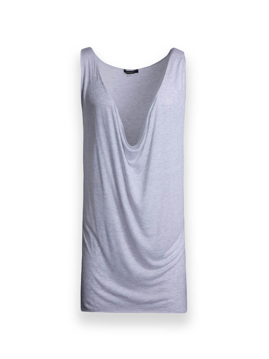 White Low V Neck Vest