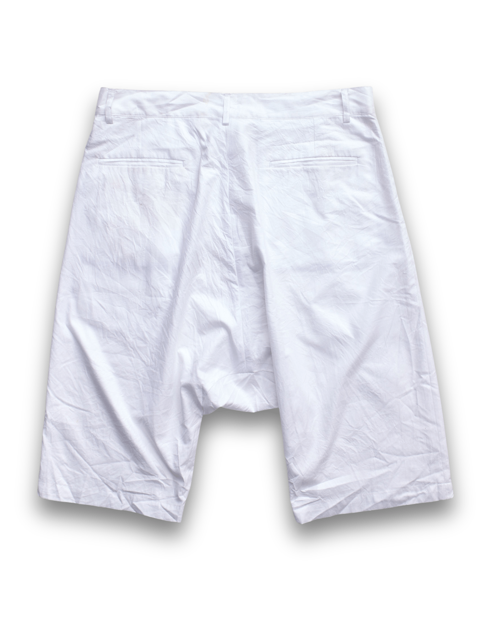 White Pleated Drop Crotch Shorts