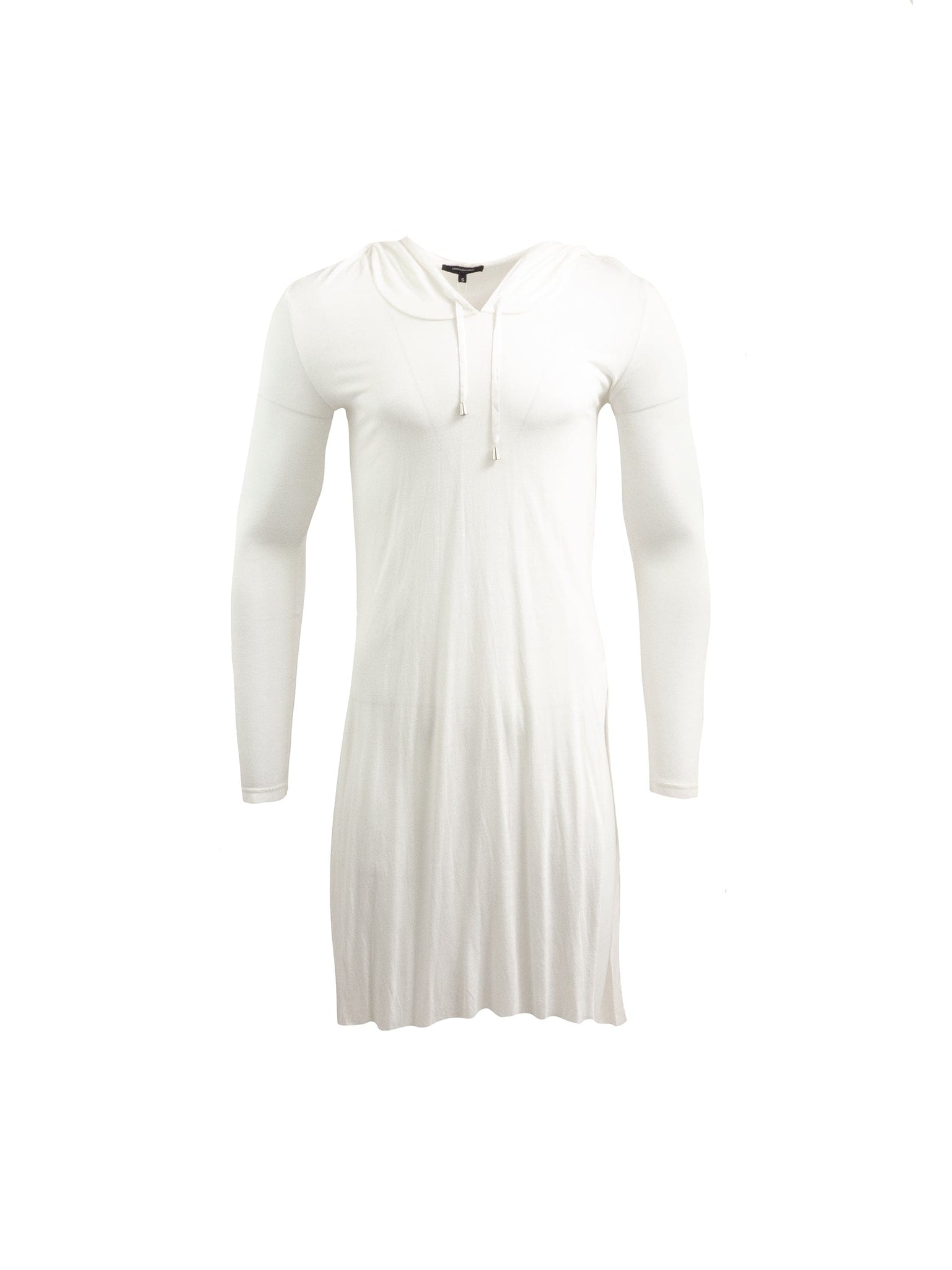 White Rayon Jersey Hooded Dress