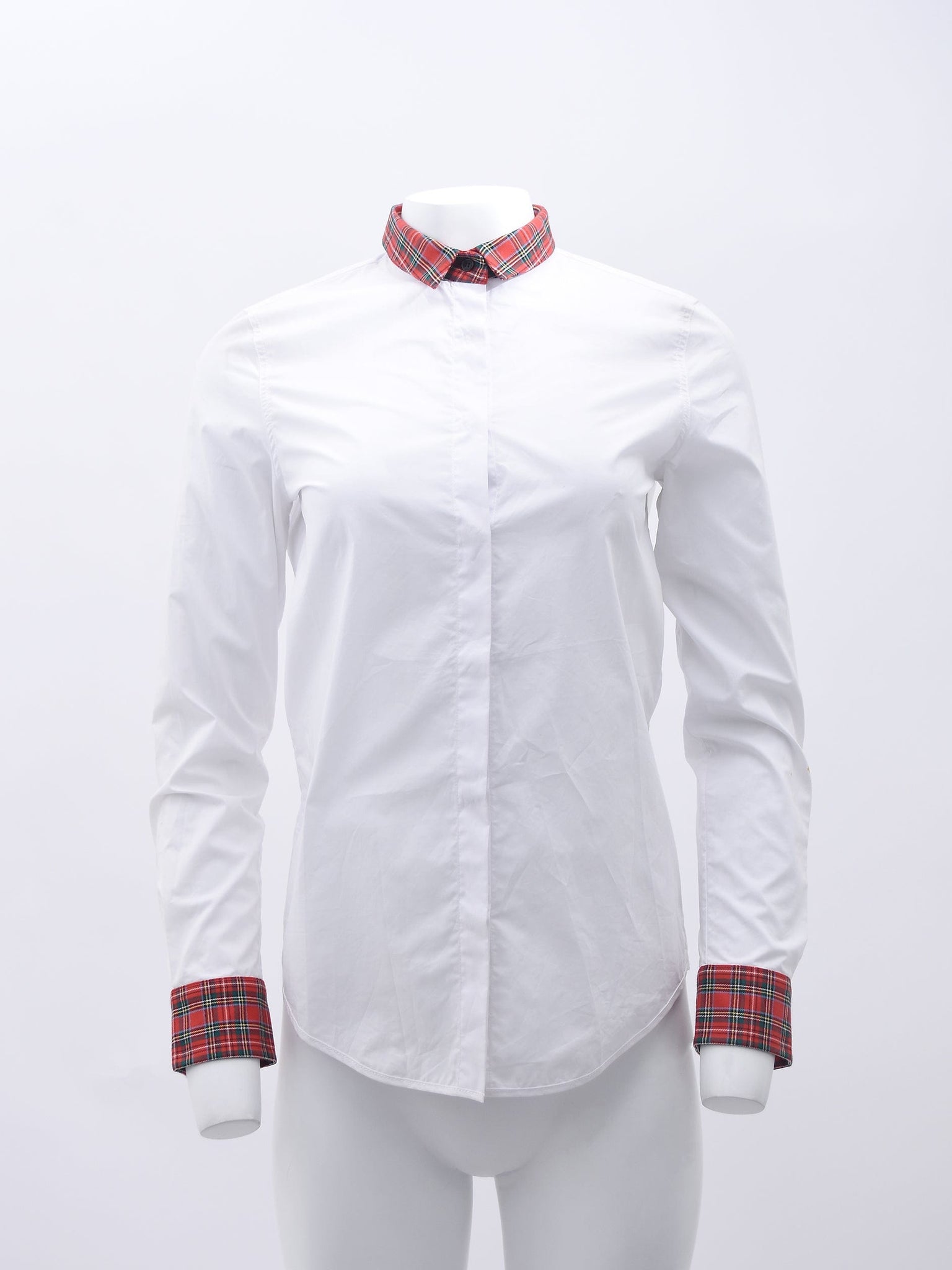 WHITE SHIRT WITH TARTAN DETAILING