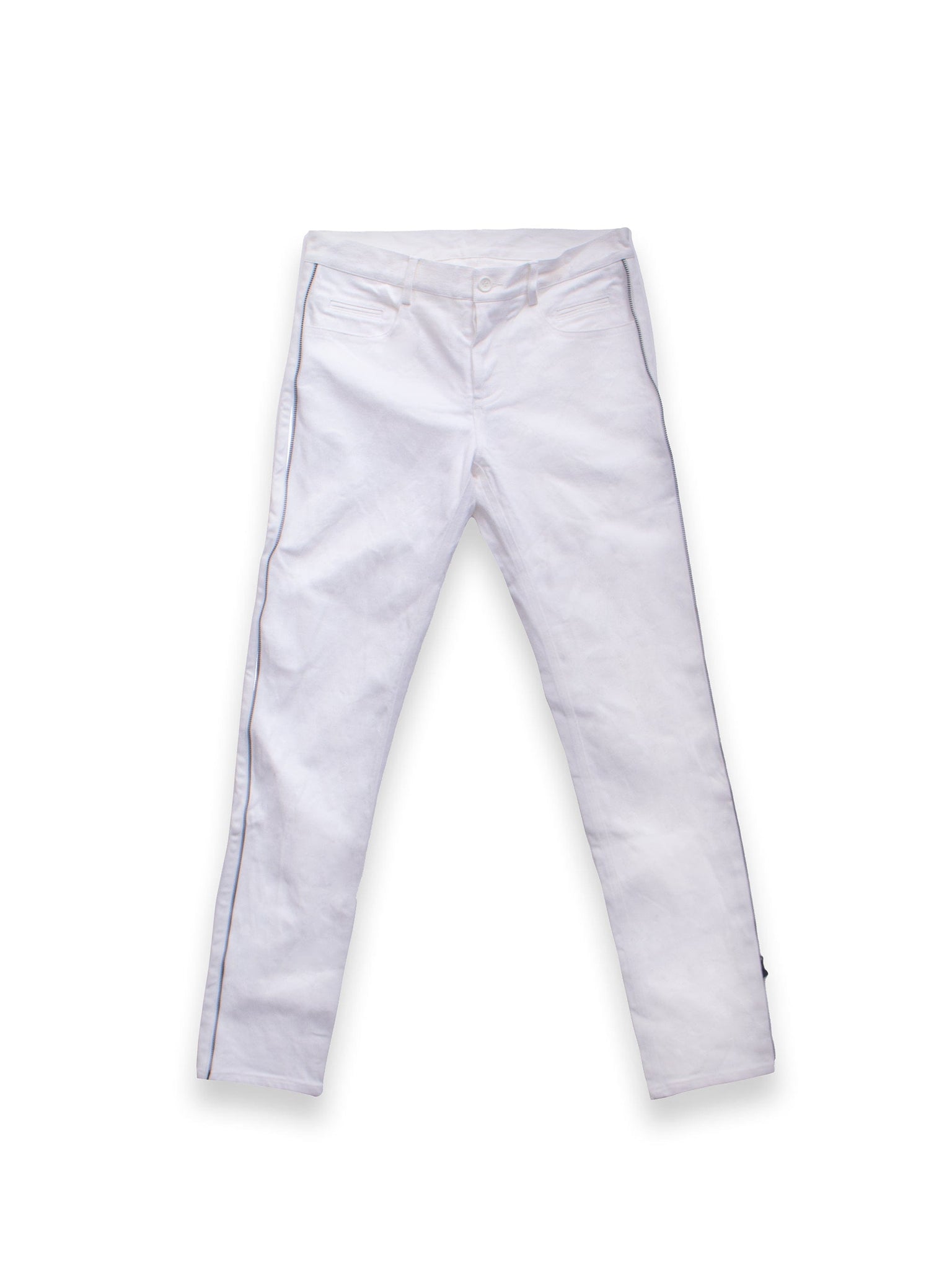 White Slim Fit Jeans with Black Side Zips