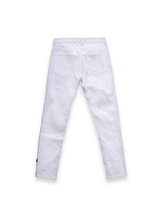 White Slim Fit Jeans with Black Side Zips