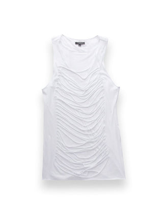 White Web Slashed Vest Top