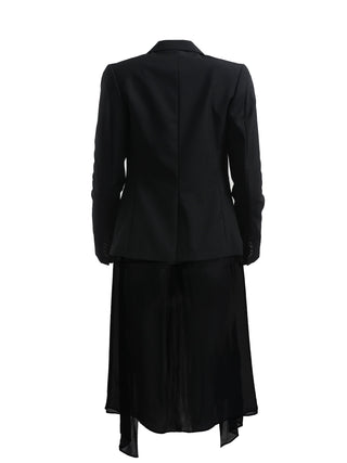 Womens Black Suit Jacket with Silk Draping