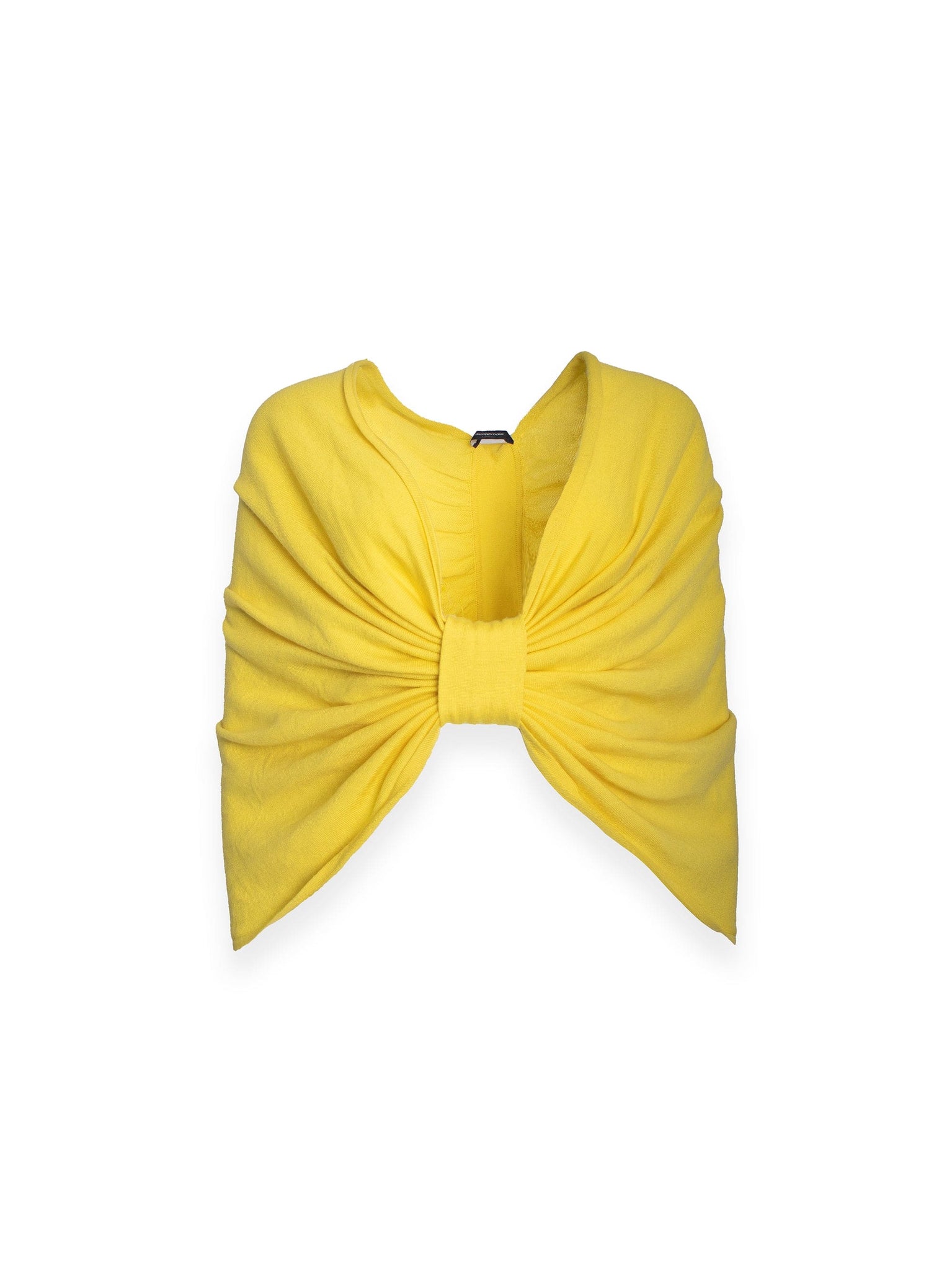 YELLOW ROUCHED SHAWL TOP