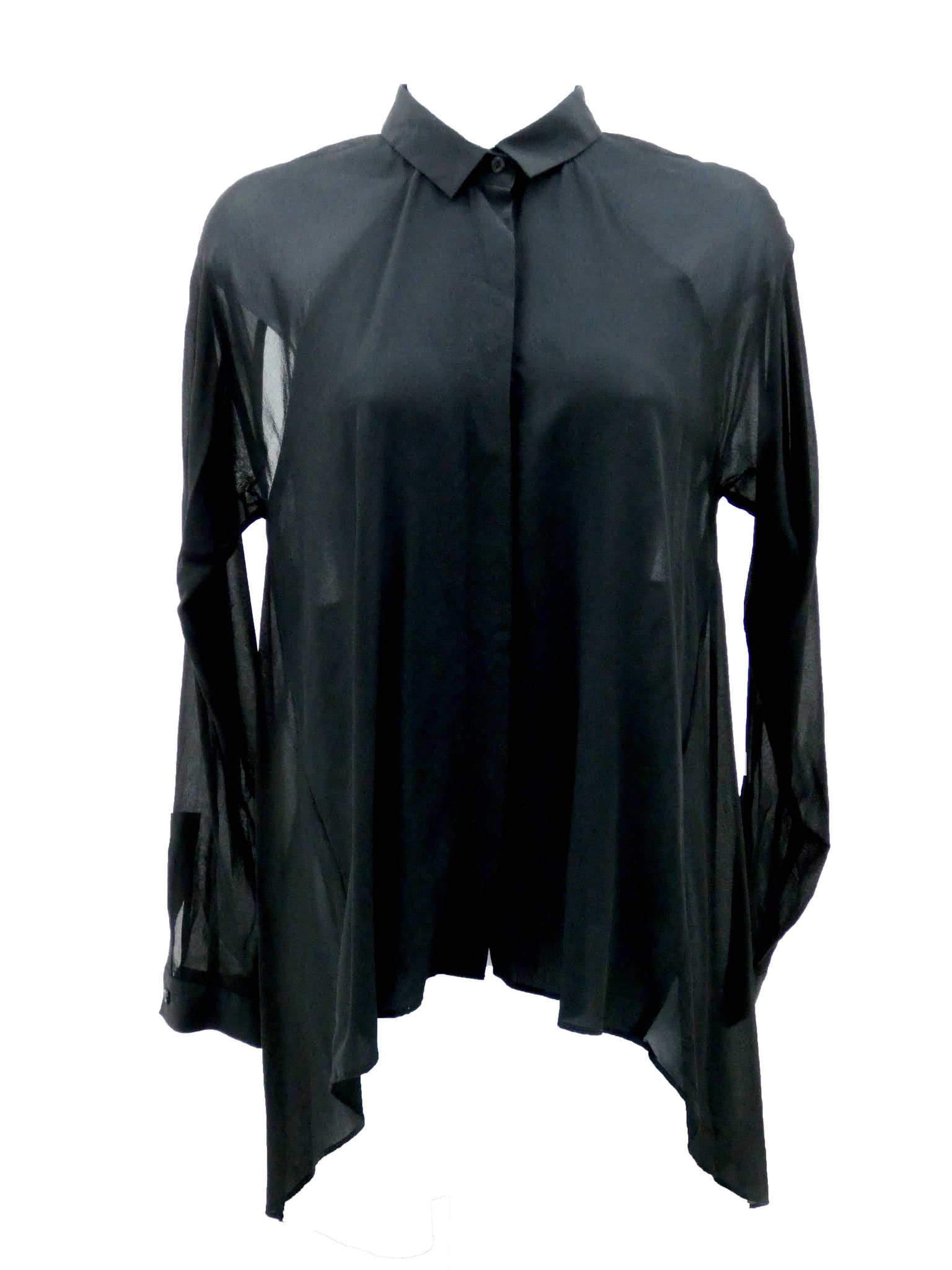 Black Silk Open Back Blouse