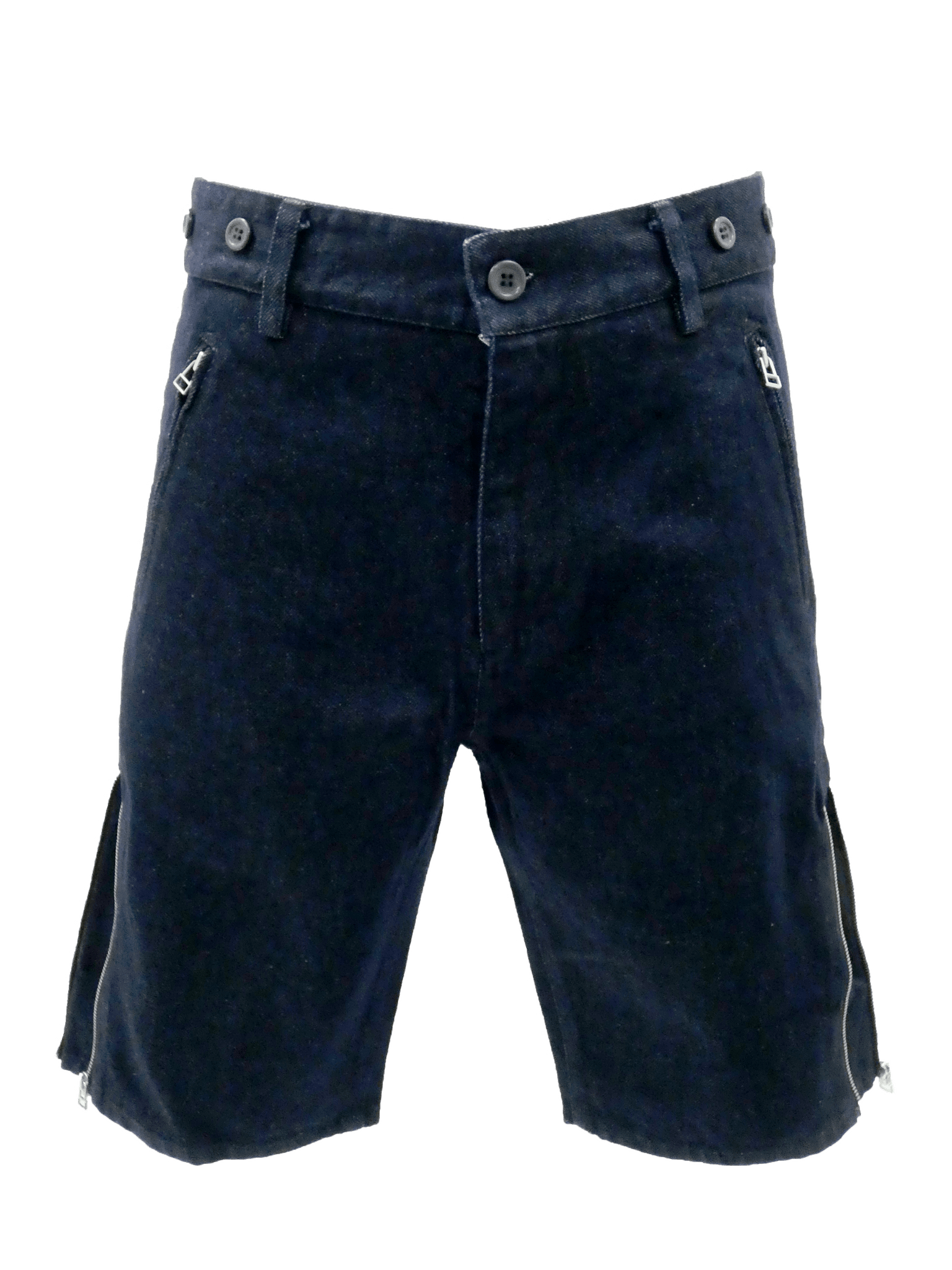 Midnight Blue Denim Shorts with Zip Detail